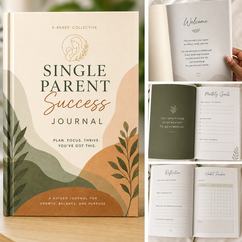 Single Parent Success Journal cover and interior spread